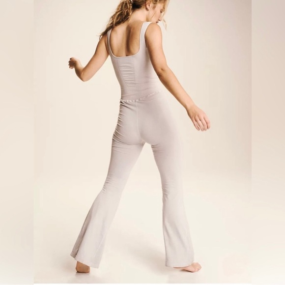 NWOT free people good karma flared onesie in ice grey - Picture 3 of 12